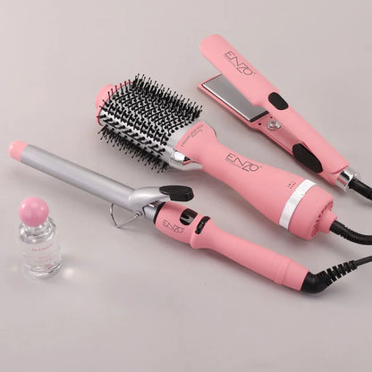 ENZO 4-in-1 Hair Styling Package – Serum, Straightener, Curler & Heat Comb