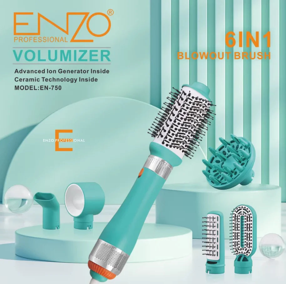 ENZO Professional Hair Styling Set – 6-Piece Thermal Brush Kit